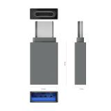 AISENS - Mini Adaptador Aluminio USB 3.2 Gen1 3A, Tipo USB-C/M-A/H, Gris