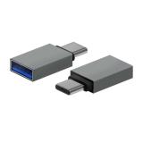 AISENS - Mini Adaptador Aluminio USB 3.2 Gen1 3A, Tipo USB-C/M-A/H, Gris
