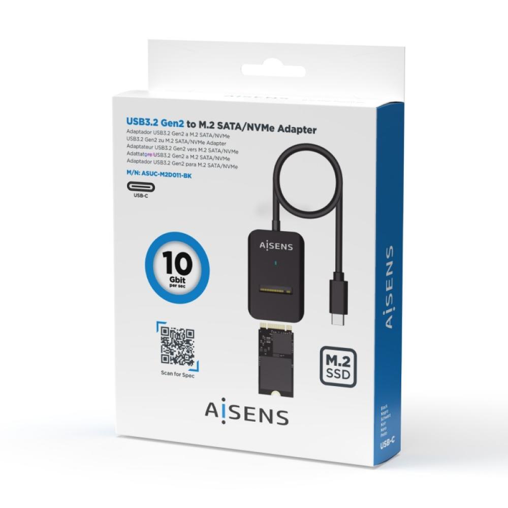 AISENS - USB-C Dock M.2 (NGFF) ASUC-M2D011-BK SATA/NVMe A USB3.1 Gen2, Negra