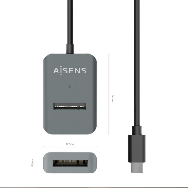AISENS - USB-C Dock M.2 (NGFF) ASUC-M2D012-GR SATA/NVMe A USB3.1 Gen2, Gris