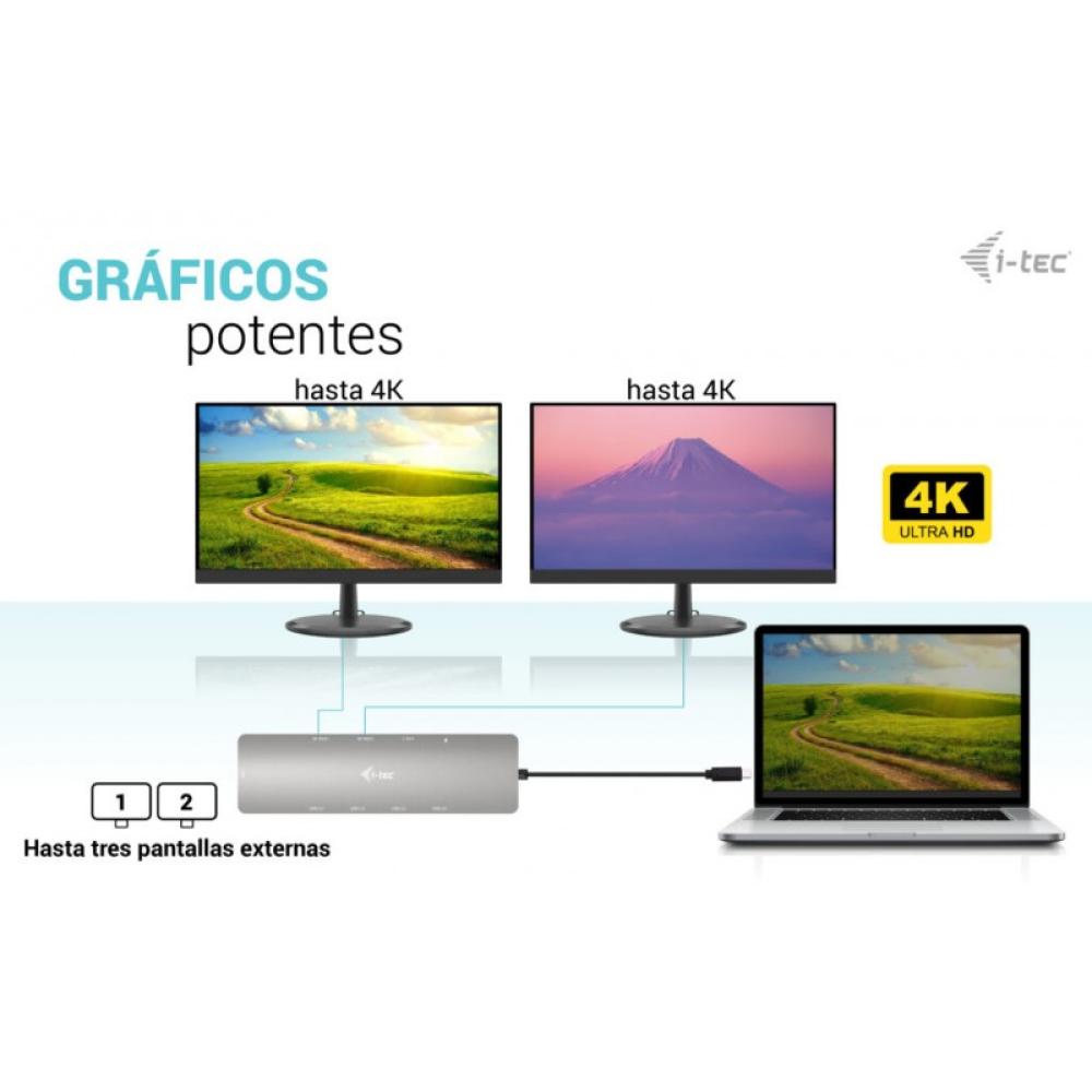 i-tec - USB-C Metal Nano 2x Display Docking Station + Power Delivery 100 W