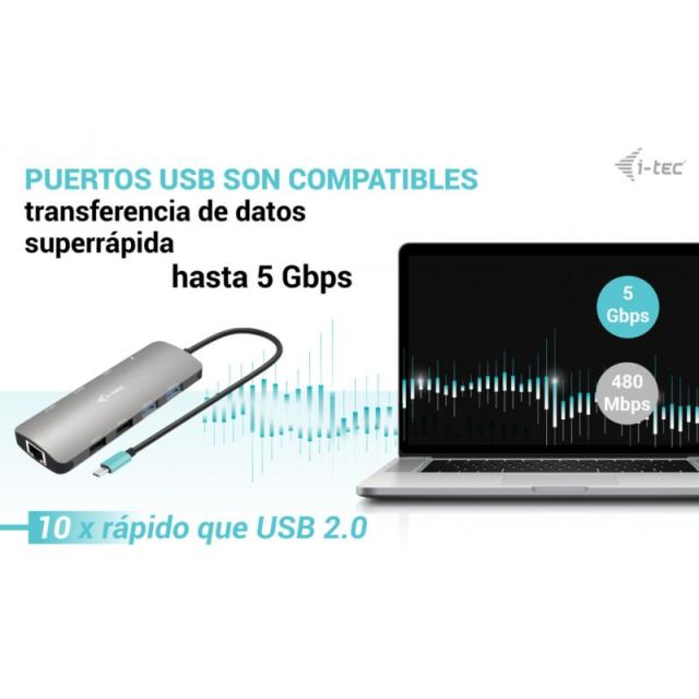 i-tec - USB-C Metal Nano 2x Display Docking Station + Power Delivery 100 W