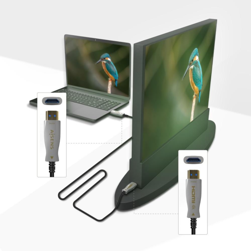 AISENS - Cable HDMI V2.0 AOC Premium Alta Velocidad / Hec 4K@60Hz 4:4:4 18Gbps, A/M-A/M, Negro, 150m