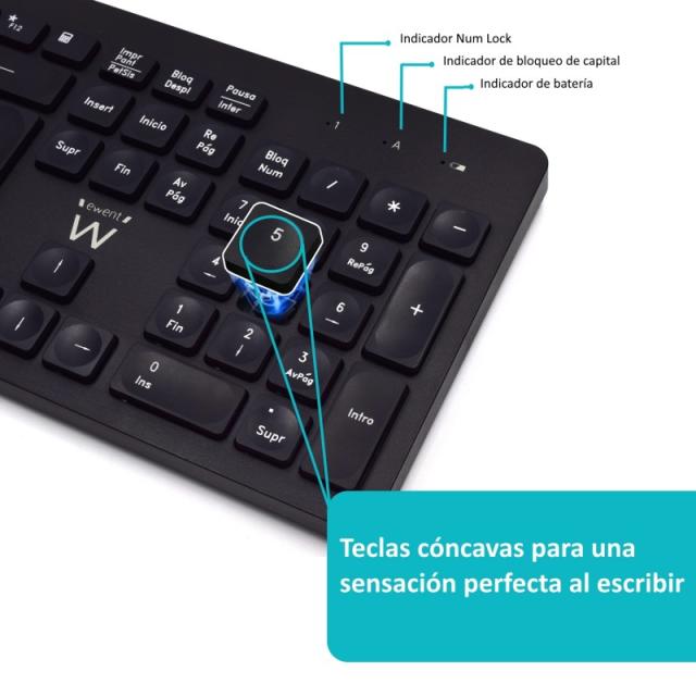 Ewent - EW3256 teclado Ratón incluido Universal RF inalámbrico QWERTY Español Negro