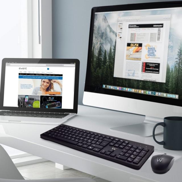 Ewent - EW3256 teclado Ratón incluido Universal RF inalámbrico QWERTY Español Negro