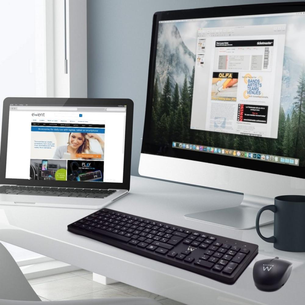 Ewent - EW3256 teclado Ratón incluido Universal RF inalámbrico QWERTY Español Negro