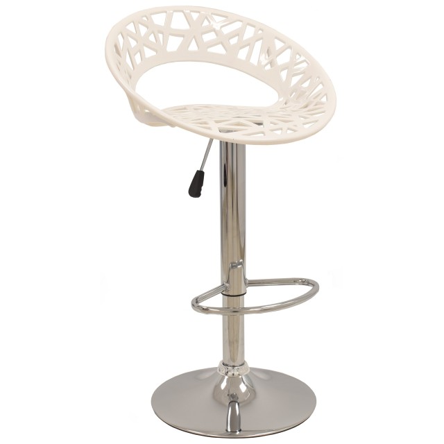 Taburete RONDA, cromado, abs blanco