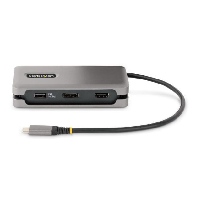 StarTech.com - Adaptador Multipuertos USB-C - HDMI/DP 4K a 60Hz - Hub Ladrón USB de 3 Puertos - Power Delivery de Paso de 100W -