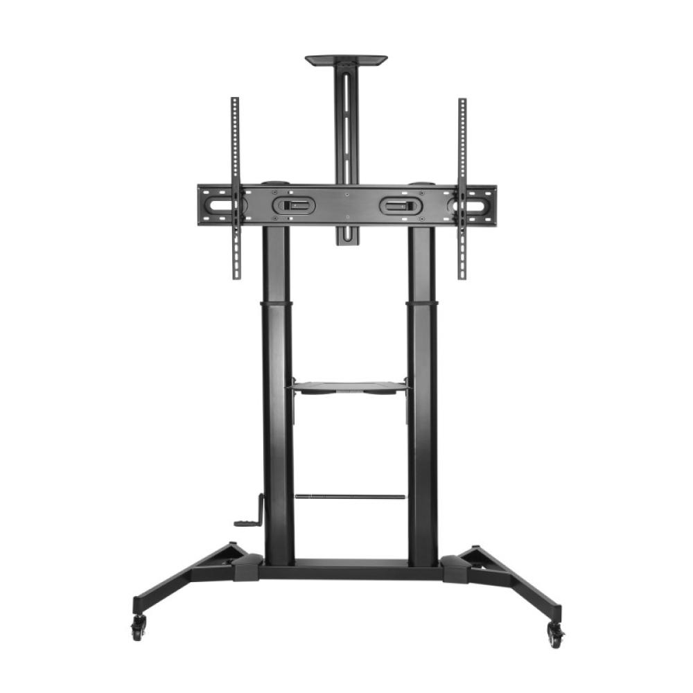 AISENS - Soporte de Suelo ECO con Ruedas y Manivela, Bandeja para DVD y Soporte de Cámara para Monitor/TV 100Kg de - FT100TE-171