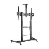 AISENS - Soporte de Suelo ECO con Ruedas y Manivela, Bandeja para DVD y Soporte de Cámara para Monitor/TV 100Kg de - FT100TE-171