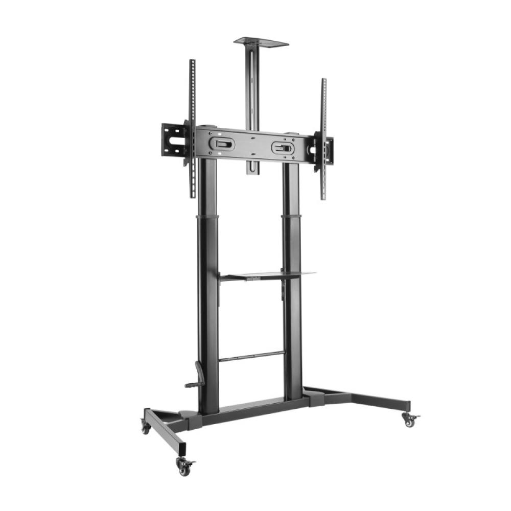 AISENS - Soporte de Suelo ECO con Ruedas y Manivela, Bandeja para DVD y Soporte de Cámara para Monitor/TV 100Kg de - FT100TE-171