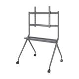 AISENS - Soporte De Suelo Pro Con Rueda, 1 Bandeja Para Pantalla Interactiva/TV 120kg De 50-86, Negro