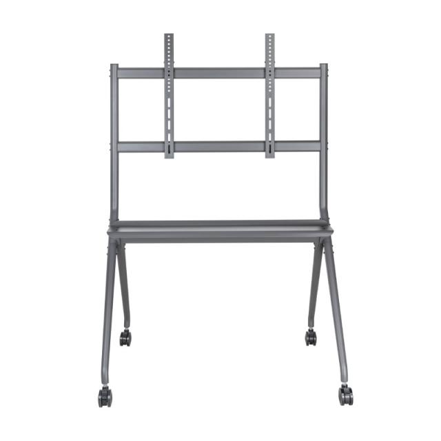 AISENS - Soporte De Suelo Pro Con Rueda, 1 Bandeja Para Pantalla Interactiva/TV 120kg De 50-86, Negro