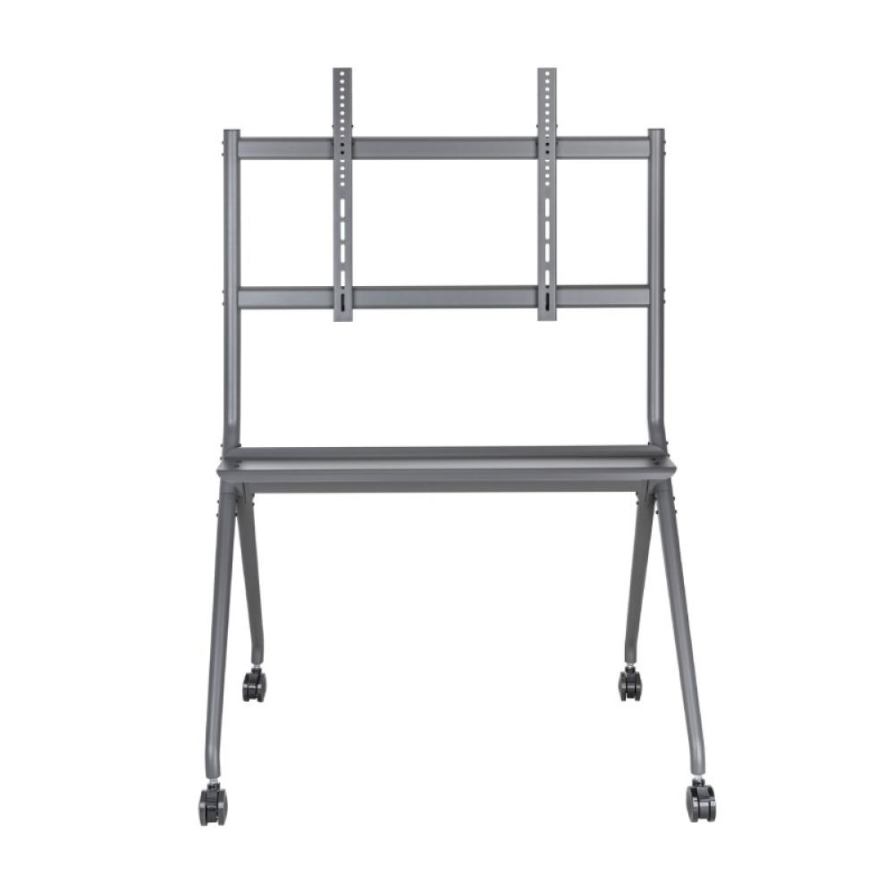 AISENS - Soporte De Suelo Pro Con Rueda, 1 Bandeja Para Pantalla Interactiva/TV 120kg De 50-86, Negro