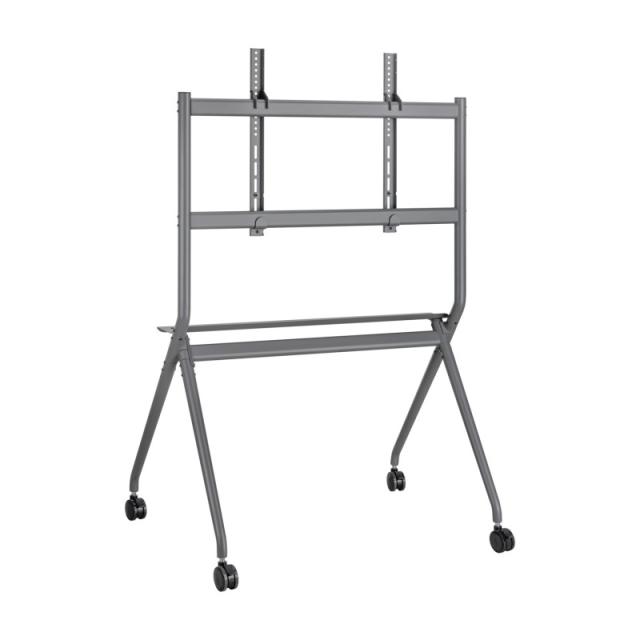 AISENS - Soporte De Suelo Pro Con Rueda, 1 Bandeja Para Pantalla Interactiva/TV 120kg De 50-86, Negro