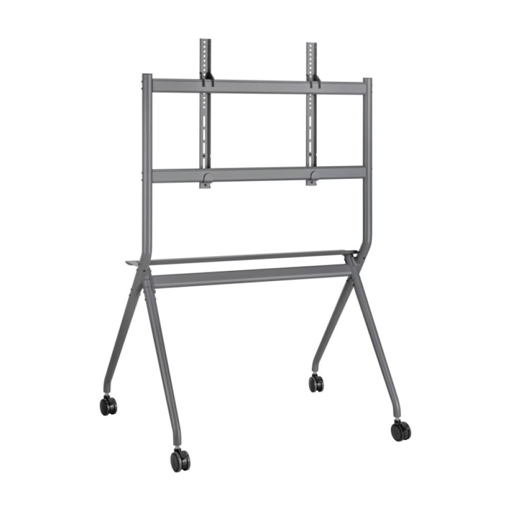 AISENS - Soporte De Suelo Pro Con Rueda, 1 Bandeja Para Pantalla Interactiva/TV 120kg De 50-86, Negro
