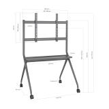 AISENS - Soporte De Suelo Pro Con Rueda, 1 Bandeja Para Pantalla Interactiva/TV 120kg De 50-86, Negro