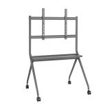 AISENS - Soporte De Suelo Pro Con Rueda, 1 Bandeja Para Pantalla Interactiva/TV 120kg De 50-86, Negro