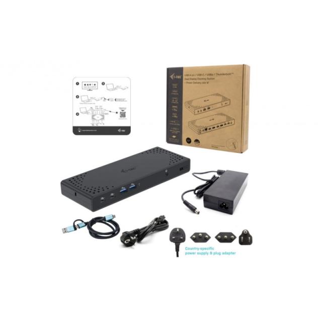 i-tec - USB 3.0 / USB-C / Thunderbolt 3 Dual Display Docking Station Gen2 + Power Delivery 100W