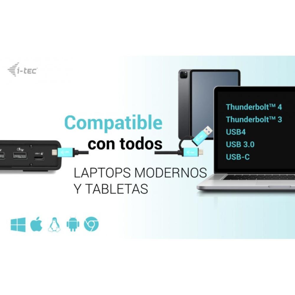 i-tec - USB 3.0 / USB-C / Thunderbolt 3 Dual Display Docking Station Gen2 + Power Delivery 100W