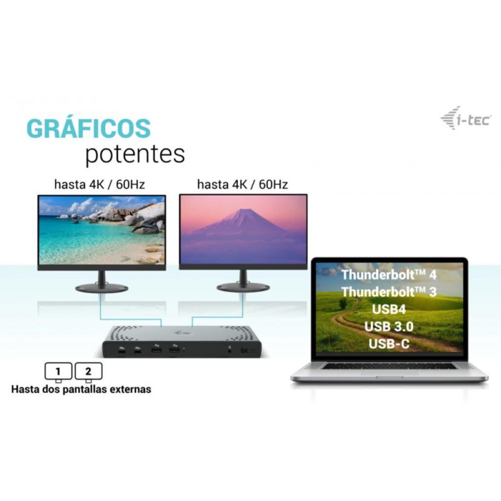i-tec - USB 3.0 / USB-C / Thunderbolt 3 Dual Display Docking Station Gen2 + Power Delivery 100W