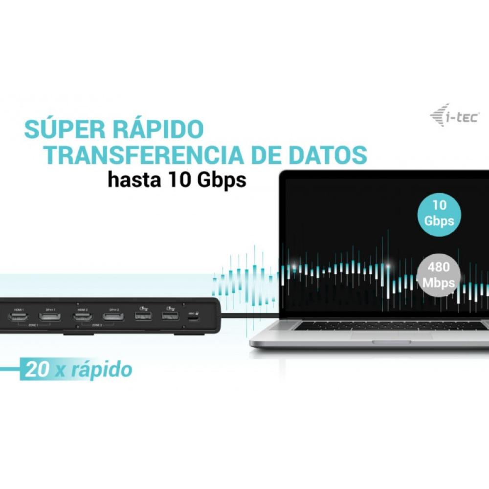 i-tec - USB 3.0 / USB-C / Thunderbolt 3 Dual Display Docking Station Gen2 + Power Delivery 100W