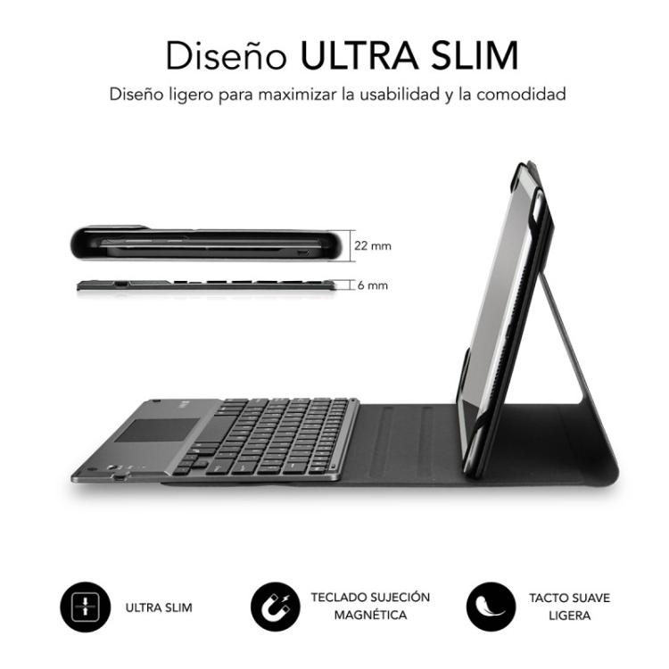 SUBBLIM - Funda con Teclado KEYTAB PRO BLUETOOTH 10,1" TOUCHPAD Black
