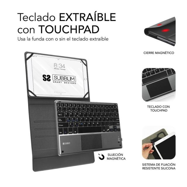 SUBBLIM - Funda con Teclado KEYTAB PRO BLUETOOTH 10,1" TOUCHPAD Black