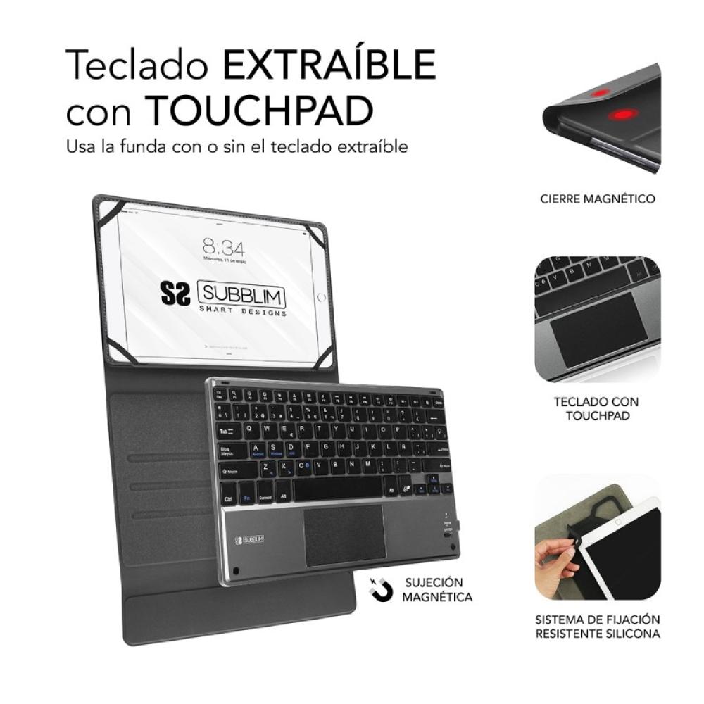SUBBLIM - Funda con Teclado KEYTAB PRO BLUETOOTH 10,1" TOUCHPAD Black