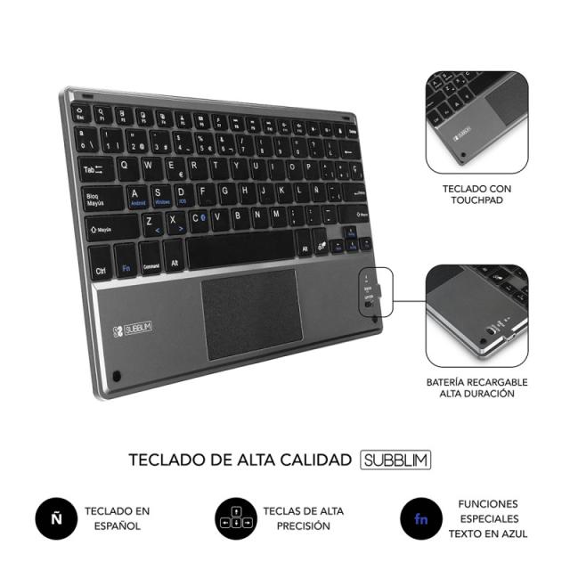 SUBBLIM - Funda con Teclado KEYTAB PRO BLUETOOTH 10,1" TOUCHPAD Black