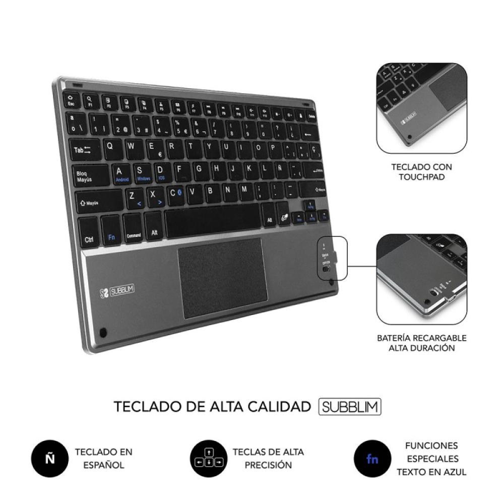 SUBBLIM - Funda con Teclado KEYTAB PRO BLUETOOTH 10,1" TOUCHPAD Black