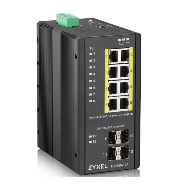 Zyxel - RGS200-12P Gestionado L2 Gigabit Ethernet (10/100/1000) Energía sobre Ethernet (PoE) Negro