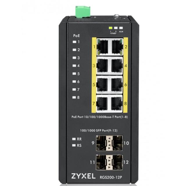 Zyxel - RGS200-12P Gestionado L2 Gigabit Ethernet (10/100/1000) Energía sobre Ethernet (PoE) Negro