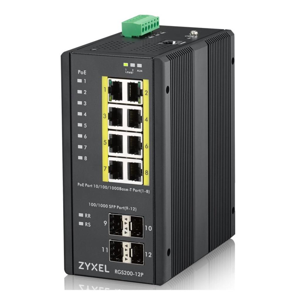 Zyxel - RGS200-12P Gestionado L2 Gigabit Ethernet (10/100/1000) Energía sobre Ethernet (PoE) Negro