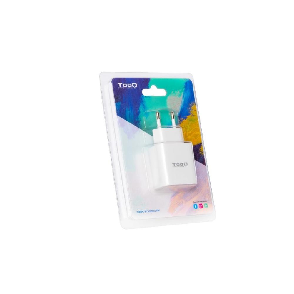 TooQ - Cargador de Pared USB-C PD20W, Blanco - TQWC-PDUSBC20W