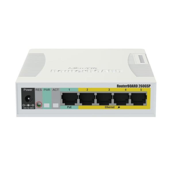 Mikrotik - CSS106-1G-4P-1S switch Gigabit Ethernet (10/100/1000) Energía sobre Ethernet (PoE) Blanco