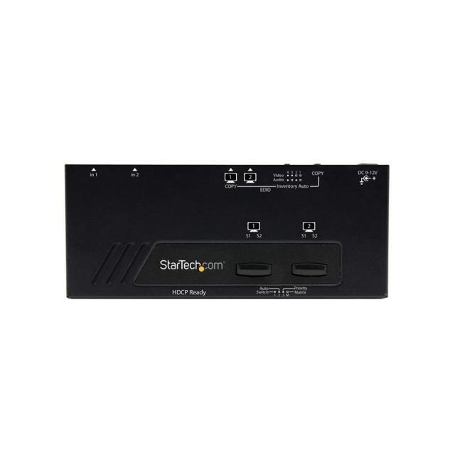 StarTech.com - Switch Matricial HDMI de 2x2 con Conmutado Automático y Prioritario - Conmutador Matrix 1080p