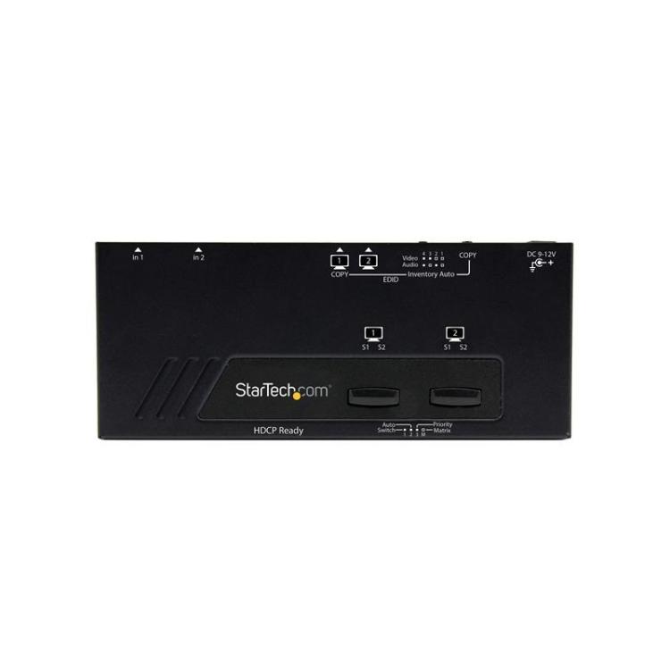 StarTech.com - Switch Matricial HDMI de 2x2 con Conmutado Automático y Prioritario - Conmutador Matrix 1080p