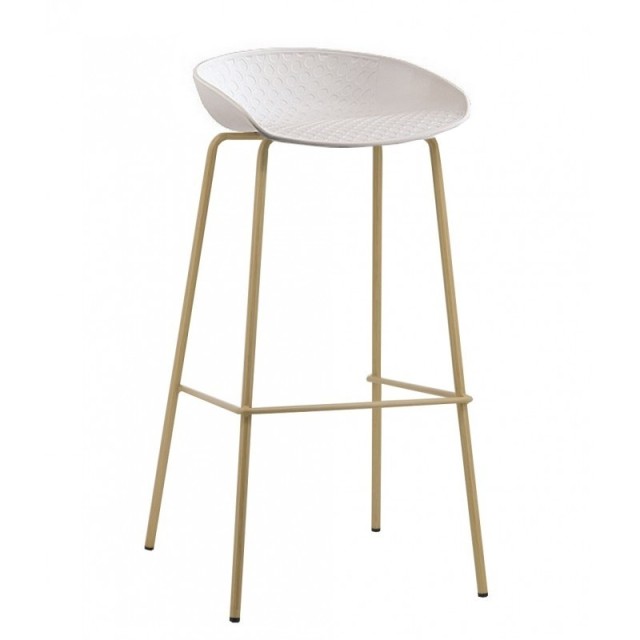 Taburete LARIOS, metal, polipropileno blanco
