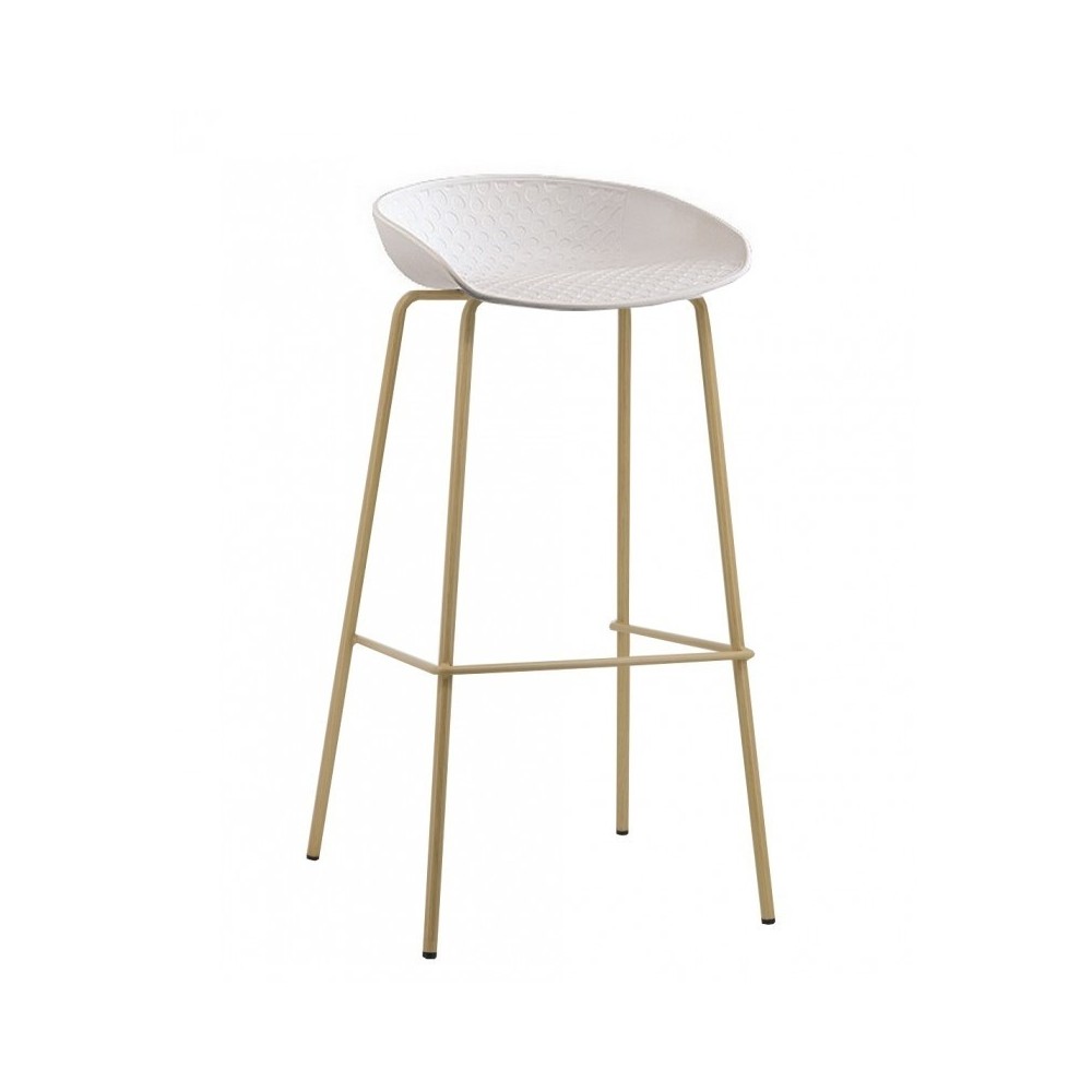 Taburete LARIOS, metal, polipropileno blanco