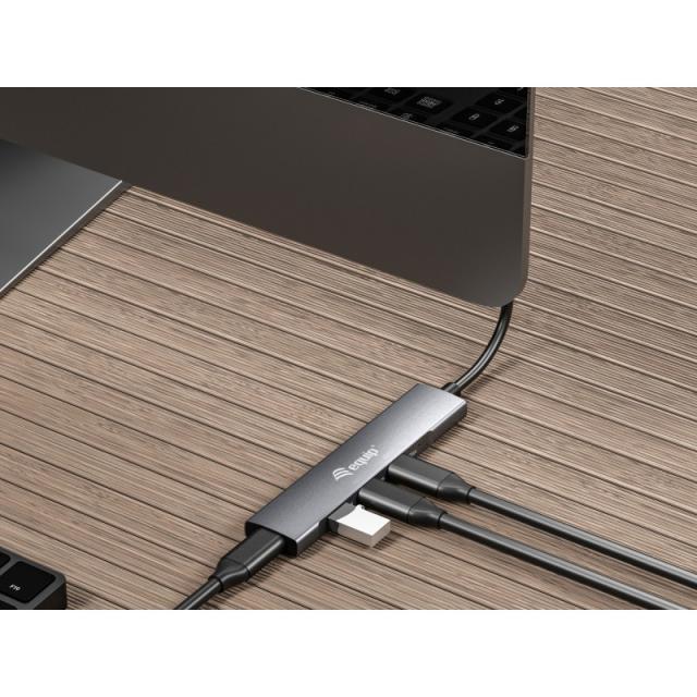 Equip - 128963 hub de interfaz USB 3.2 Gen 1 (3.1 Gen 1) Type-C 5000 Mbit/s Negro, Plata