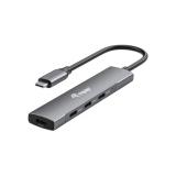Equip - 128963 hub de interfaz USB 3.2 Gen 1 (3.1 Gen 1) Type-C 5000 Mbit/s Negro, Plata