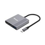 Equip - Adaptador 3 en 1 USB-C a HDMI / USB-A / USB PD, 4K/60Hz, 100W USB PD
