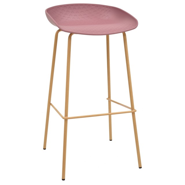 Taburete LARIOS, metal, polipropileno rosa oscuro