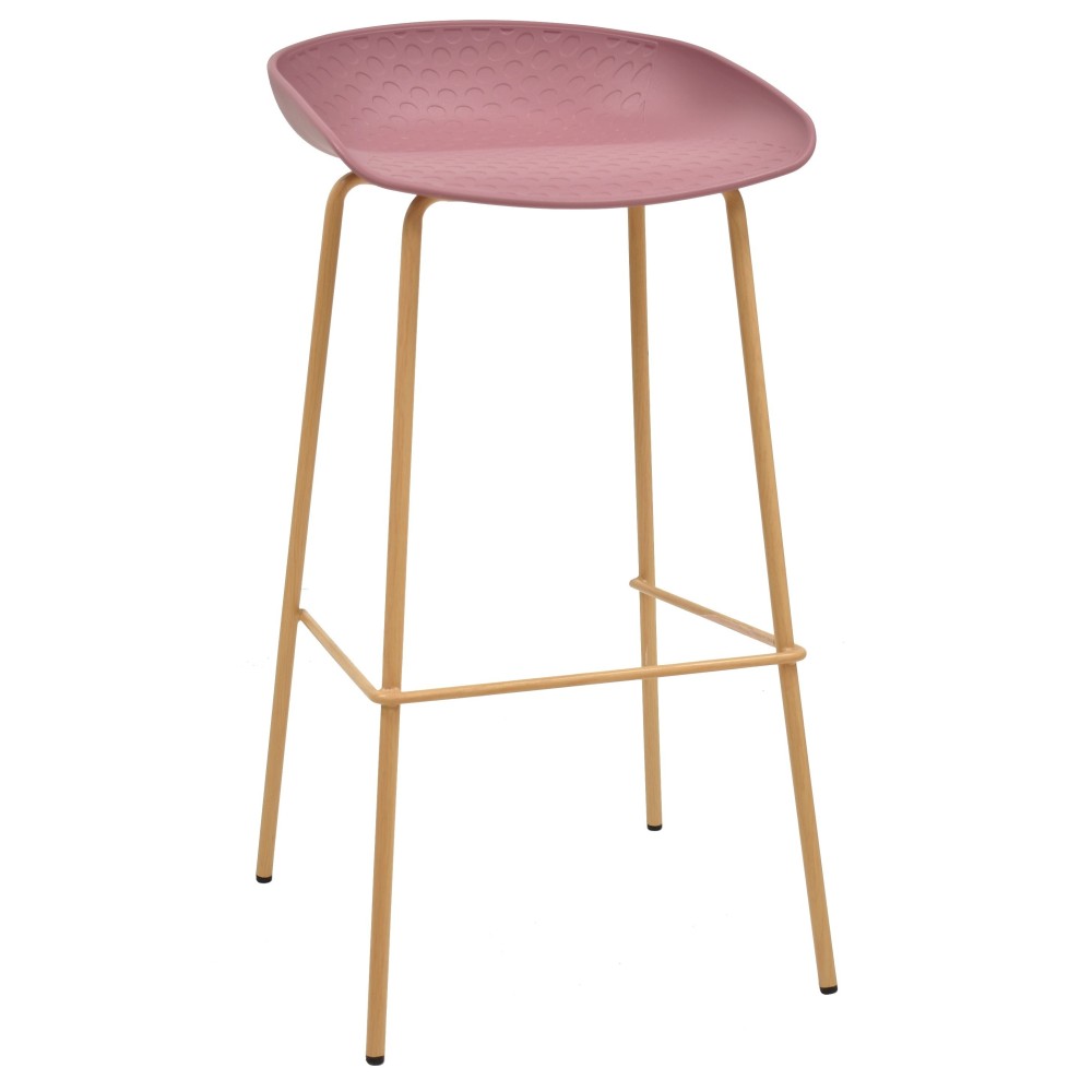 Taburete LARIOS, metal, polipropileno rosa oscuro