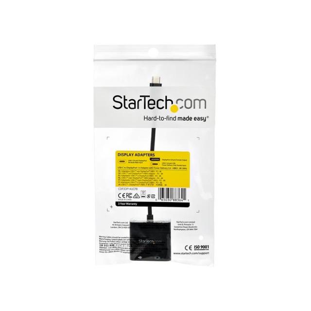 StarTech.com - Cable de 1m USB-C a DisplayPort 1.4 HBR3 con Entrega de Alimentación PD de 60W - Convertidor Adaptador de Vídeo U