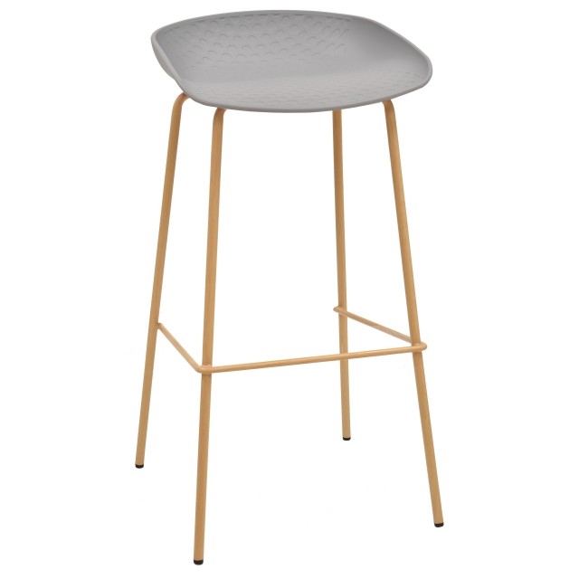 Taburete LARIOS, metal, polipropileno gris