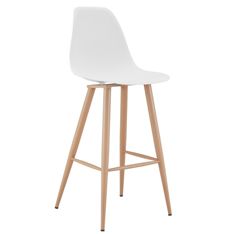 Taburete CLUNY, metal color madera, polipropileno blanco
