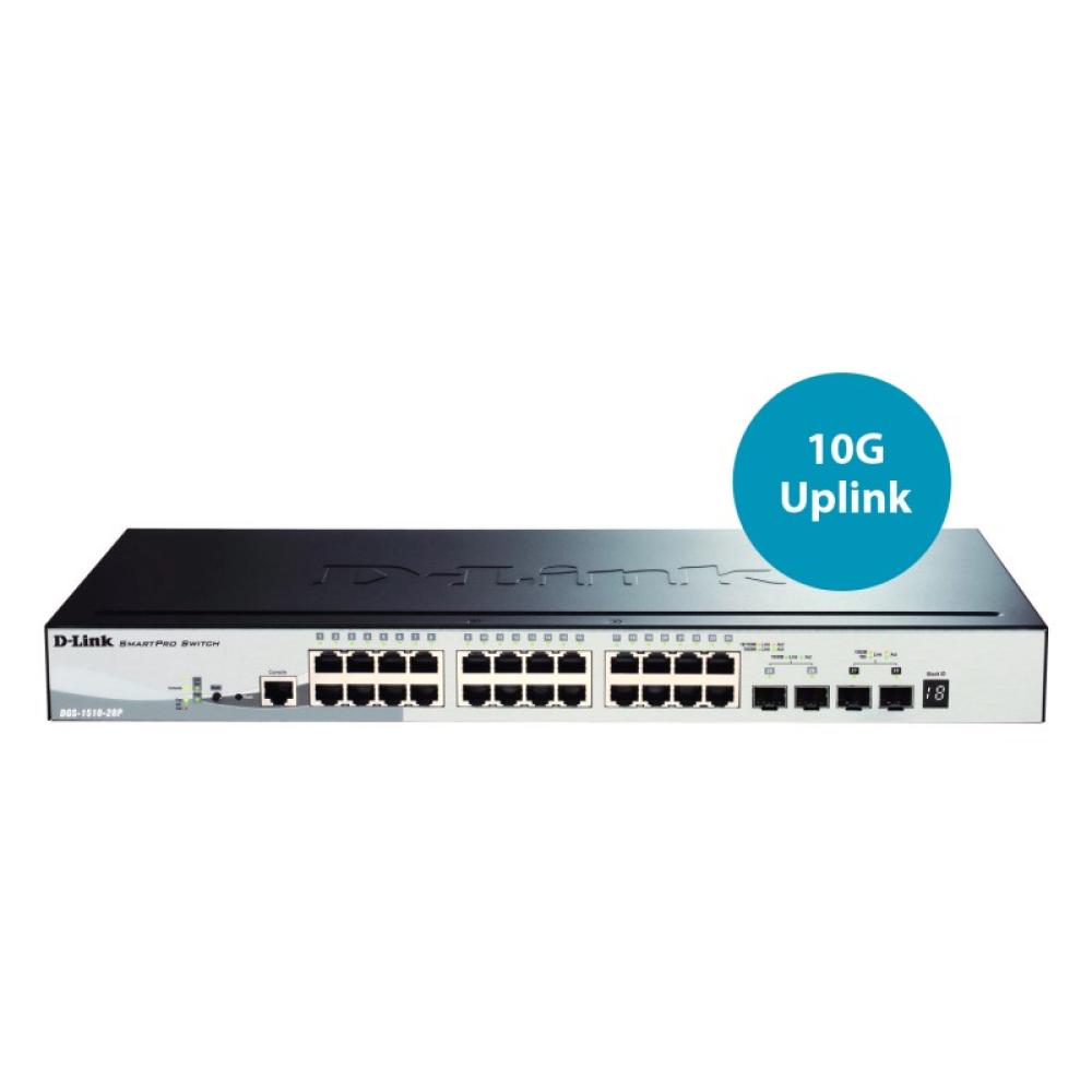 D-Link - DGS-1510-28P switch Gestionado L3 Gigabit Ethernet (10/100/1000) Energía sobre Ethernet (PoE) Negro