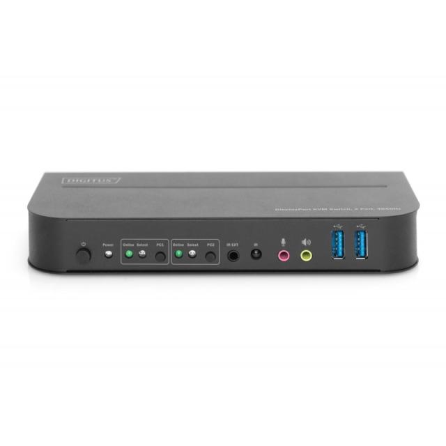 Digitus - Conmutador KVM, 2 puertos, 4K60Hz, 2 DP in, 1 DP/HDMI out